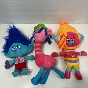 DREAMWORKS the Troll movie lot of 3 plush trolls dolls stuffed animals